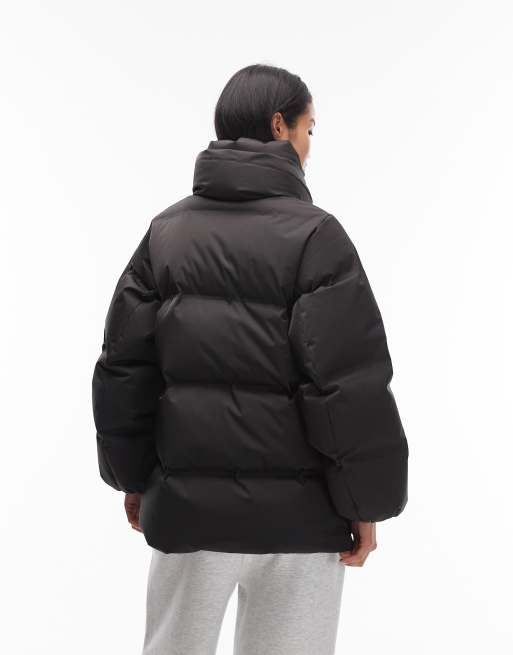 & Other Stories midi padded puffer coat with front pockets in black, 3 of 4