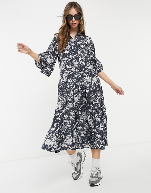 & Other Stories midi shirt dress in marble print