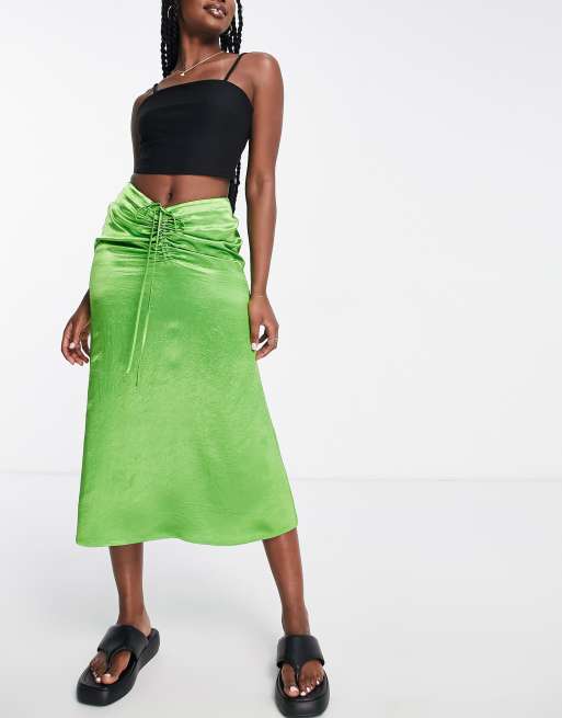 Ruched green skirt sale