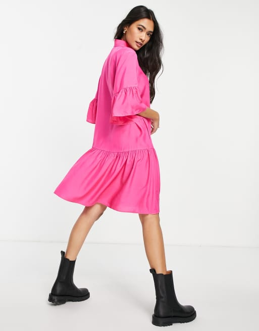 & Other Stories midi smock shirt dress in pink | ASOS