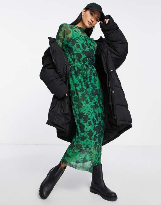 & Other Stories - Midi-smockjurk met print en peplumzoom in groen