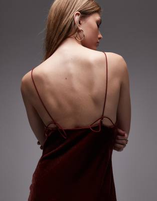 & Other Stories Midi Strap Velvet Chiffon Dress In Red