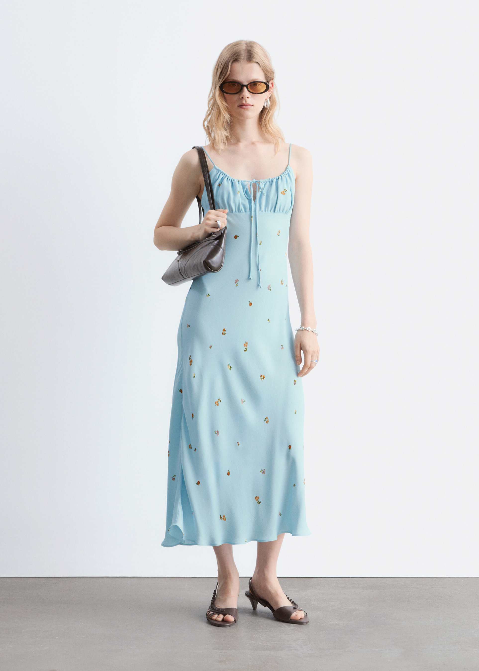 & other stories midi sundress in light blue ditsy floral