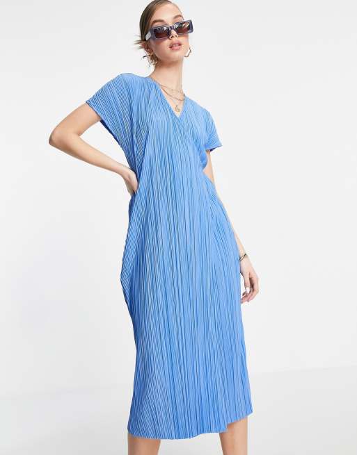 & Other Stories – Midi-Wickelkleid in Blau - MBLUE