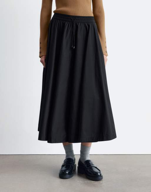 & Other Stories midi woven volume skirt in black