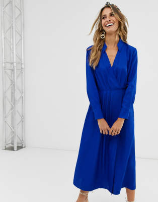 asos blue wrap dress