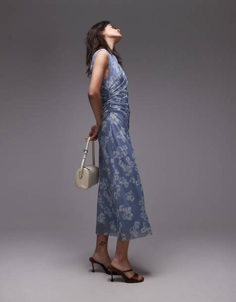 & Other Stories – Midikleid aus Netzstoff mit drapiertem Detail und Schleifenmuster - view 1