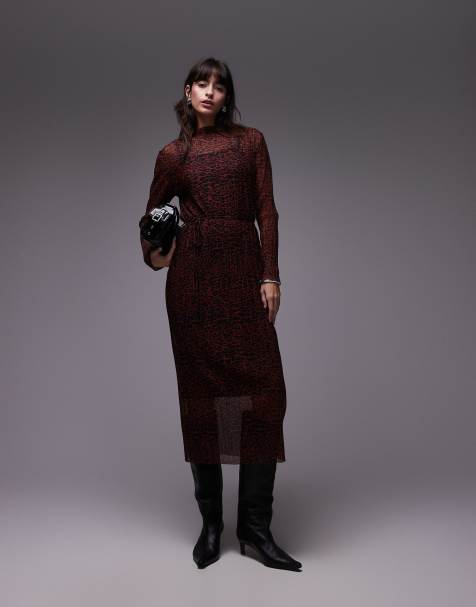 & Other Stories – Midikleid aus plissiertem Netzstoff mit Leopardenmuster - view 1