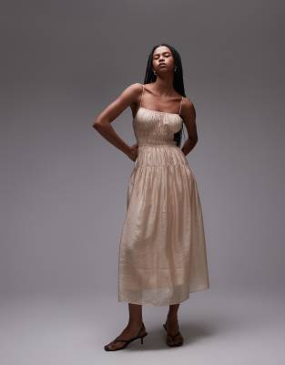 & Other Stories Milkmaid Midi Dress With Smocking And Spaghetti Straps
