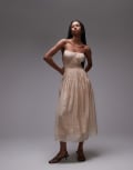 [Other Stories] & Other Stories milkmaid midi dress with smocking and spaghetti straps in beige-White XS off white