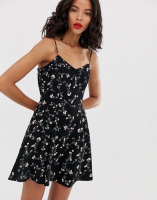 black floral cami dress