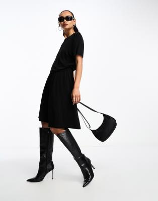 Other Stories Wide Ruffled Mini Dress In Black