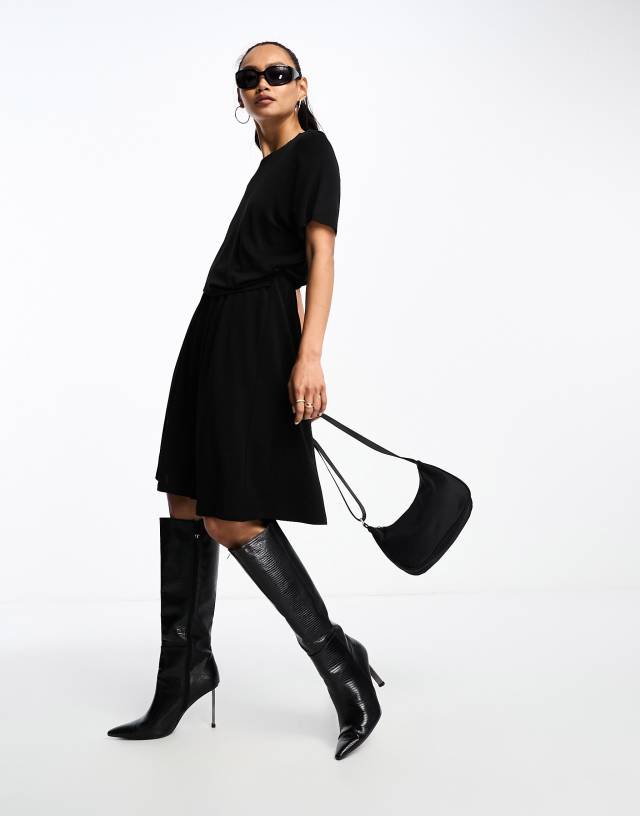 & Other Stories - mini dress with drape detail in  black