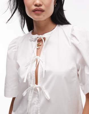 & Other Stories Mini Dress With Drop Waist And Tie Front