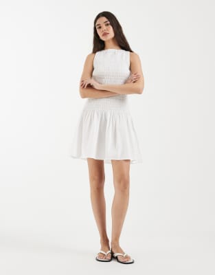 Mini-Hängerkleid aus reiner Baumwolle in Weiß Weiß 36
