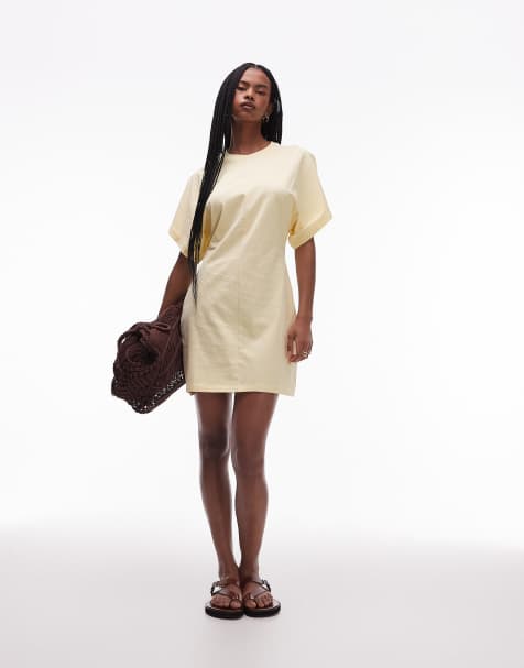 & Other Stories mini jersey t-shirt dress with short kimono sleeves in yellow - view 1