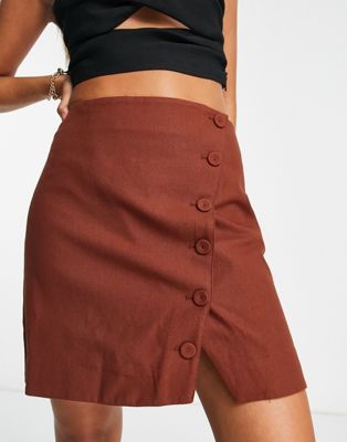 & Other Stories tailored mini skirt with asymmetric detail in rust  - ASOS Price Checker