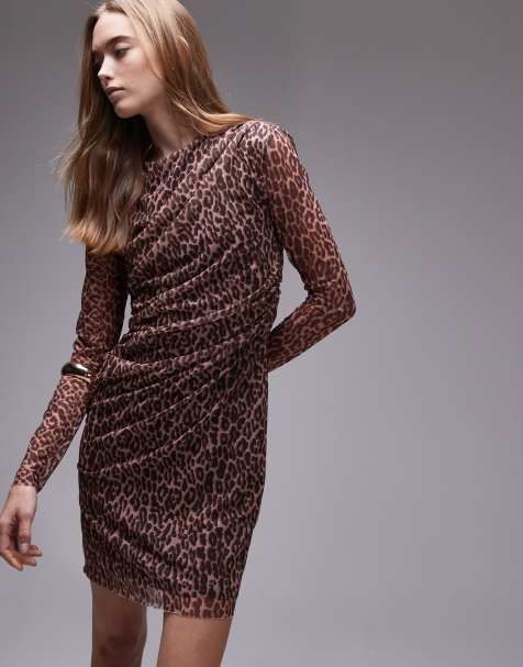 & Other Stories - Mini-jurk van mesh met lange mouwen en gedrapeerd detail in print - view 1