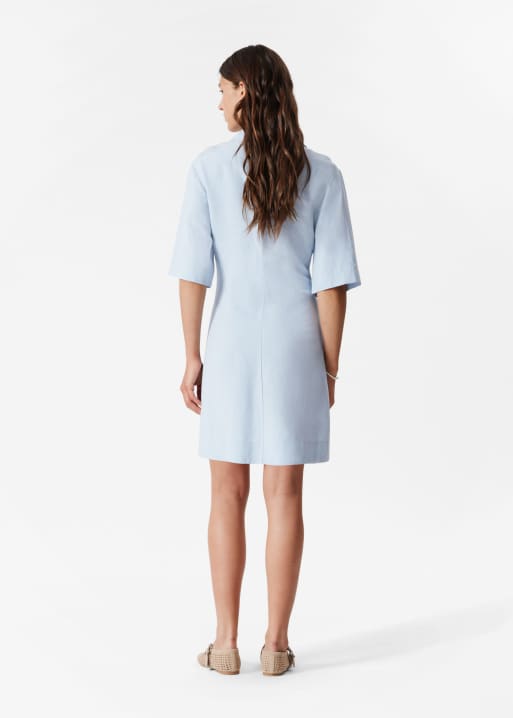 & Other Stories mini shirt dress with ruche front in blue, 3 of 3