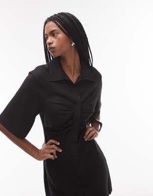 & Other Stories Mini Shirt Dress With Ruched Front