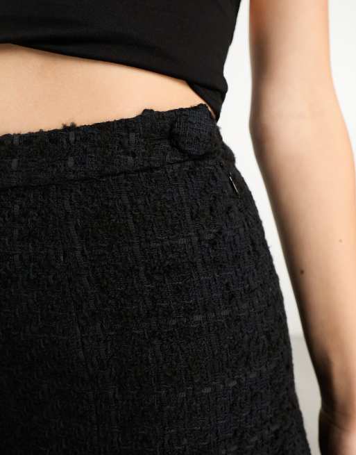 & Other Stories mini skirt with fluted hem in black pane