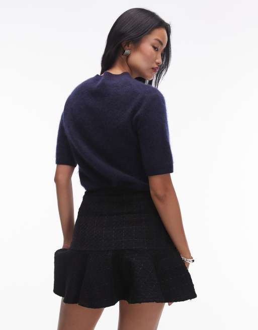 andmary Coco check pleats skirt black S（Jual Black Pleated