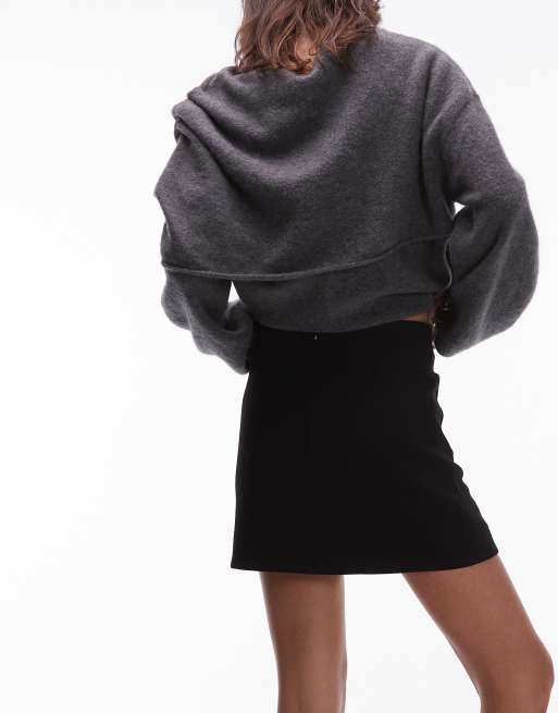& Other Stories mini skirt with front patch pockets in black, 4 of 5