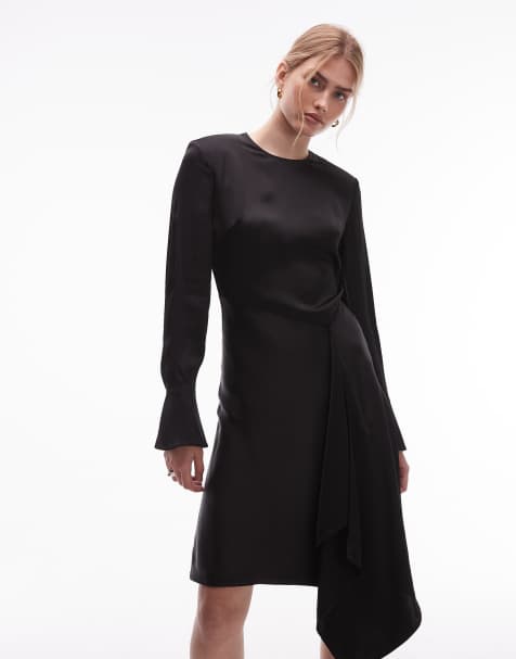 & Other Stories – Minikleid aus Satin in Schwarz mit asymmetrischem Saum - view 1