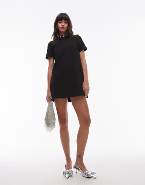 & Other Stories – Minikleid aus Tweed in Schwarz mit verziertem Ausschnitt - view 1