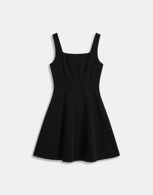 & Other Stories – Minikleid in Schwarz mit eckigem Ausschnitt und weitem Saum, 5 von 8
