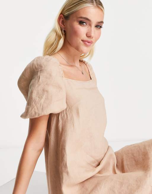 & Other Stories – Minikleid mit Bindedetail am Rücken aus Leinen in Beige, 3 von 4