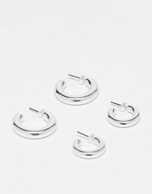 & Other Stories minimal hoop earrings in silver 2 pack