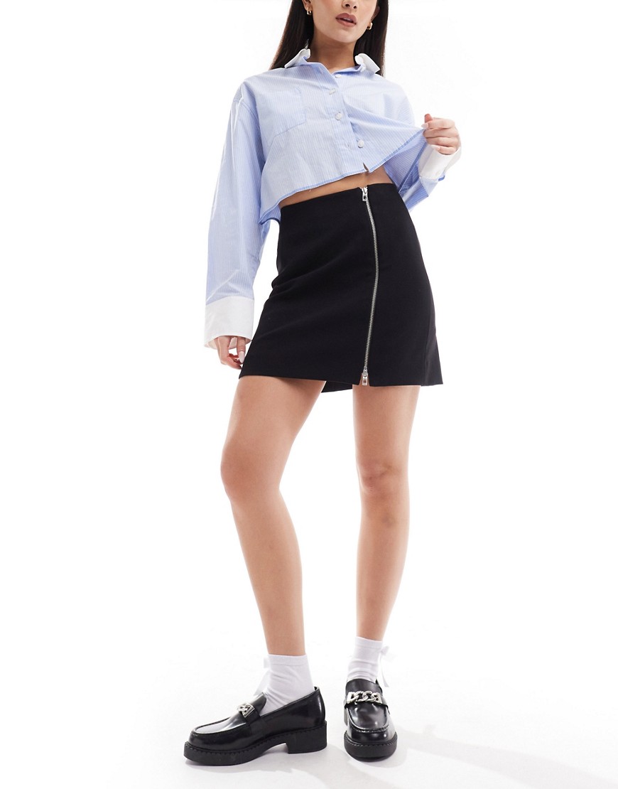 & Other Stories minimal mini skirt with zip detail in black