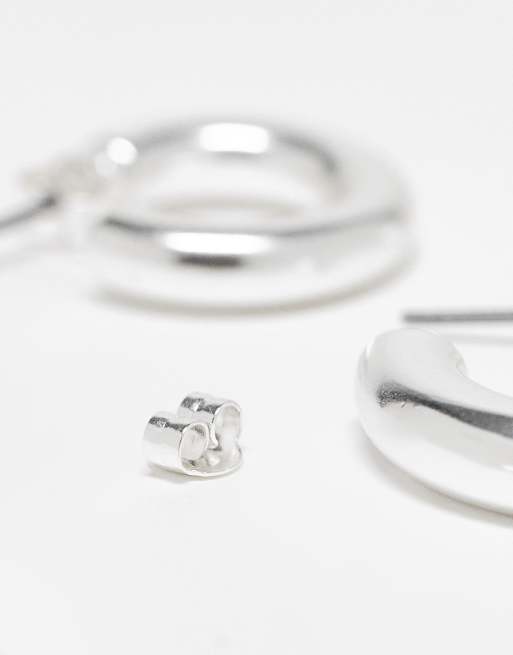 & Other Stories - Minimalistische oorbellen in zilver, set van 2, 3 van 4