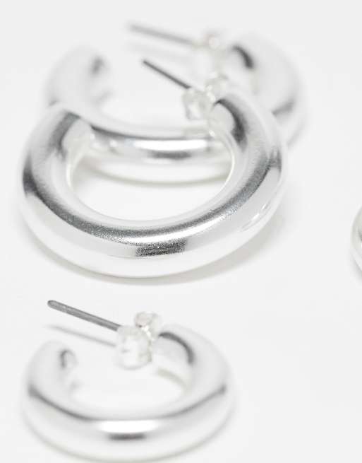 & Other Stories - Minimalistische oorbellen in zilver, set van 2, 4 van 4
