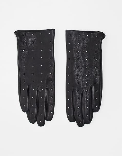& Other Stories – Mit Nieten besetzte Lederhandschuhe in Schwarz - view 1