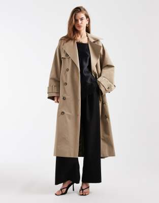 & Other Stories - Mittellanger Trenchcoat aus reiner Baumwolle in Beige-Neutral