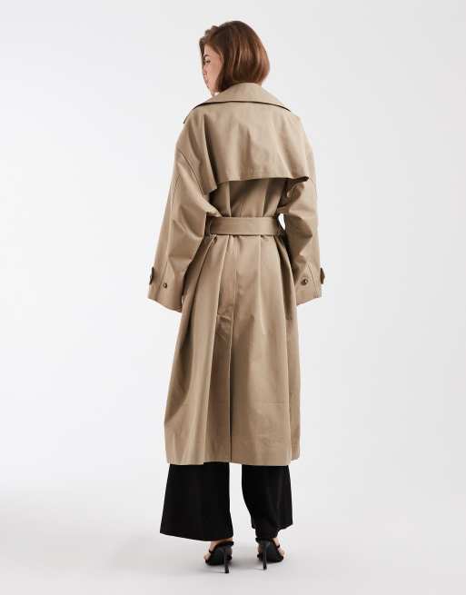 & Other Stories – Mittellanger Trenchcoat aus reiner Baumwolle in Beige, 3 von 4