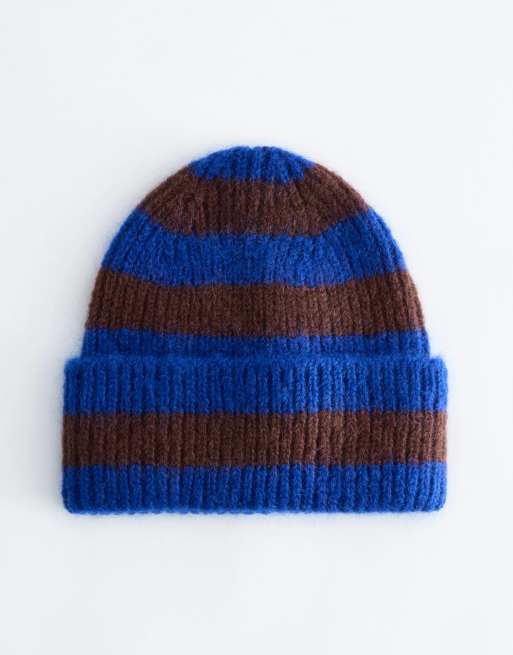 & Other Stories Mix and Match berretto in misto lana e mohair a righe blu e bordeaux, 2 di 3