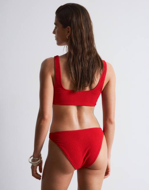 & Other Stories Mix and Match crinkle bikini bottoms in red, 2 of 4