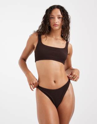 & Other Stories - Mix and Match - Gekräuselte Bikinihose in Dunkelbraun-Brown
