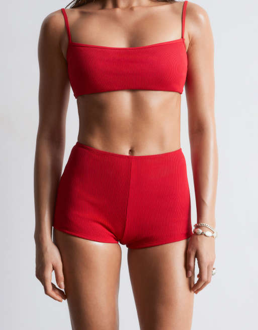 & Other Stories - Mix and Match - Pantaloncini bikini stropicciati rossi, 4 di 4