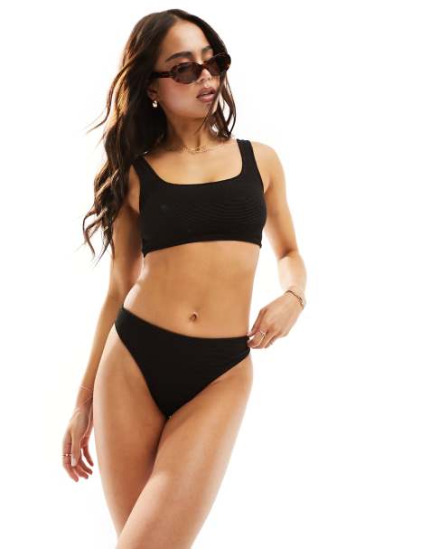& Other Stories - Mix and Match - Slip bikini a vita alta neri stropicciati - view 1