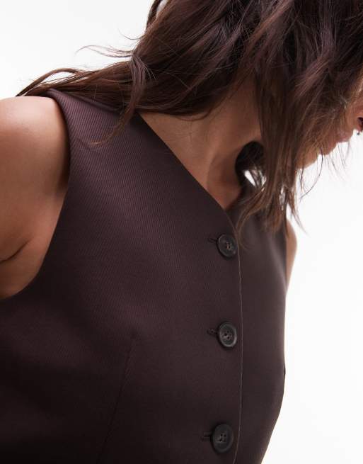 & Other Stories mix and match tailored waistcoat in brown, 3 of 4