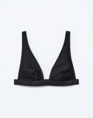 & Other Stories Mix And Match Textured Halterneck Bikini Tops In Black