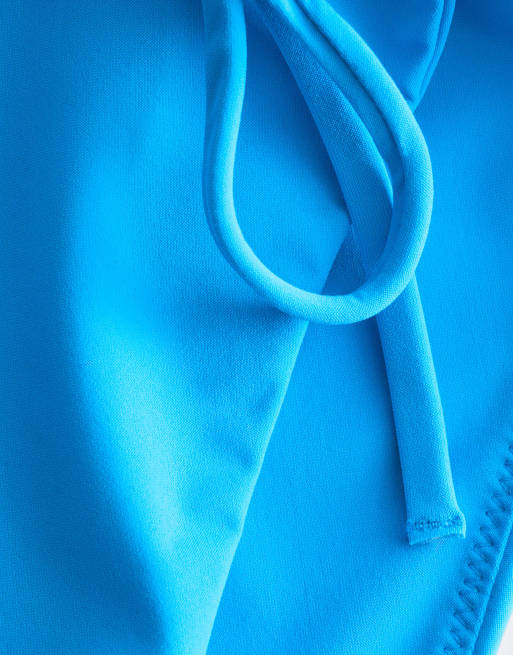 & Other Stories mix and match tie side bikini bottom with padding in blue, 3 of 4
