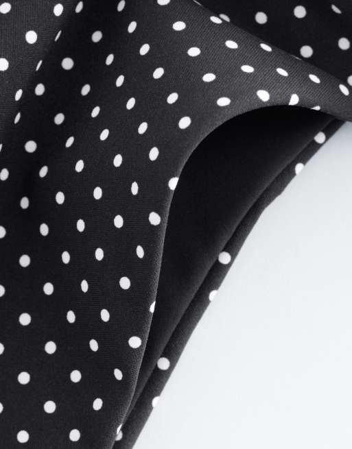 & Other Stories Mix and Match tie side bikini bottoms with padding in black polka dot, 3 of 4
