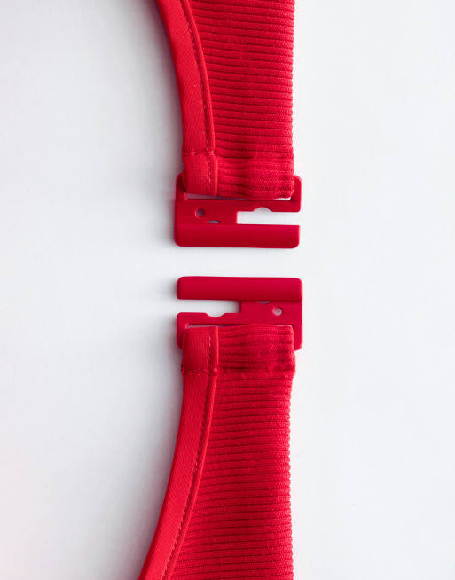 & Other Stories - Mix and Match - Top bikini a fascia stropicciato rosso con nodo, 2 di 4