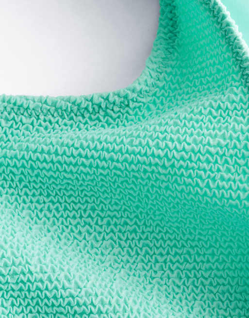 & Other Stories - Mix and Match - Top bikini stropicciato verde chiaro con nodo, 3 di 4