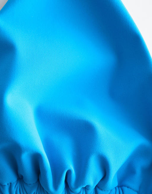 & Other Stories mix and match triangle bikini top with padding in blue, 3 of 4